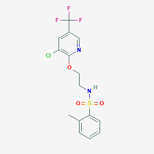 molecular formula C15H14ClF3N2O3S B1452871 N-(2-{[3-chloro-5-(trifluoromethyl)-2-pyridinyl]oxy}ethyl)-2-methylbenzenesulfonamide CAS No. 1092344-09-6