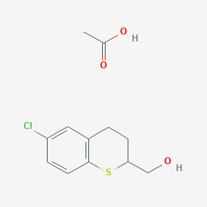 molecular formula C12H15ClO3S B14528850 acetic acid;(6-chloro-3,4-dihydro-2H-thiochromen-2-yl)methanol CAS No. 62291-32-1