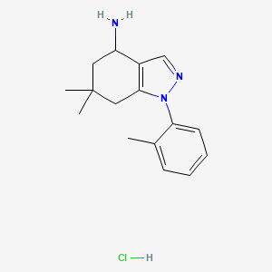 molecular formula C16H22ClN3 B1452946 6,6-dimethyl-1-(2-methylphenyl)-4,5,6,7-tetrahydro-1H-indazol-4-amine hydrochloride CAS No. 1242339-61-2