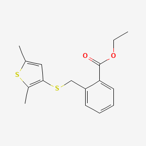 molecular formula C16H18O2S2 B14529659 Ethyl 2-{[(2,5-dimethylthiophen-3-yl)sulfanyl]methyl}benzoate CAS No. 62688-07-7