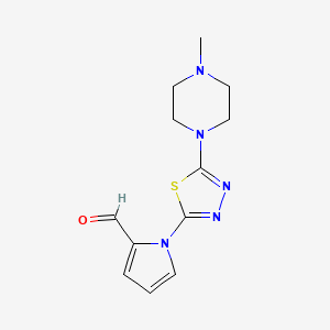 molecular formula C12H15N5OS B1452988 1-[5-(4-甲基哌嗪-1-基)-1,3,4-噻二唑-2-基]-1H-吡咯-2-甲醛 CAS No. 1242907-01-2