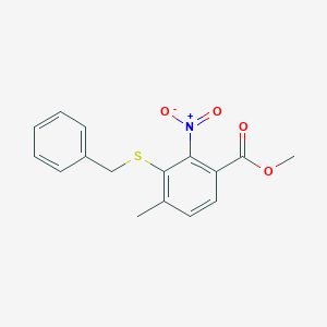 molecular formula C16H15NO4S B14530255 Methyl 3-(benzylsulfanyl)-4-methyl-2-nitrobenzoate CAS No. 62486-47-9