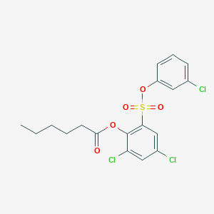 2,4-Dichloro-6-[(3-chlorophenoxy)sulfonyl]phenyl hexanoate