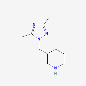 B1453094 3-[(dimethyl-1H-1,2,4-triazol-1-yl)methyl]piperidine CAS No. 1248960-54-4