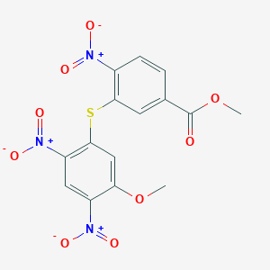 molecular formula C15H11N3O9S B14530946 Methyl 3-[(5-methoxy-2,4-dinitrophenyl)sulfanyl]-4-nitrobenzoate CAS No. 62486-55-9