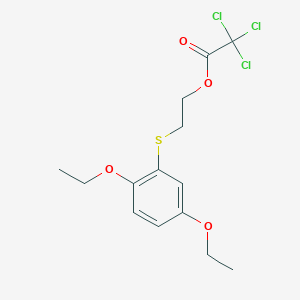 molecular formula C14H17Cl3O4S B14531013 Acetic acid, trichloro-, 2-[(2,5-diethoxyphenyl)thio]ethyl ester CAS No. 62774-50-9