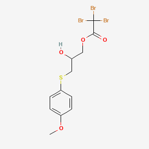 molecular formula C12H13Br3O4S B14531076 Acetic acid, tribromo-, 2-hydroxy-3-[(4-methoxyphenyl)thio]propyl ester CAS No. 62774-56-5