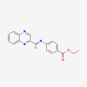 molecular formula C18H15N3O2 B14531176 Ethyl 4-{(E)-[(quinoxalin-2-yl)methylidene]amino}benzoate CAS No. 62294-77-3