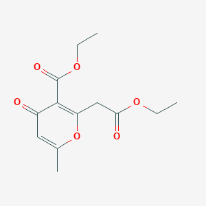 molecular formula C13H16O6 B14531182 Ethyl 2-(2-ethoxy-2-oxoethyl)-6-methyl-4-oxo-4H-pyran-3-carboxylate CAS No. 62615-90-1