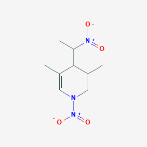 molecular formula C9H13N3O4 B14531383 Pyridine, 1,4-dihydro-3,5-dimethyl-1-nitro-4-(1-nitroethyl)- CAS No. 62322-15-0