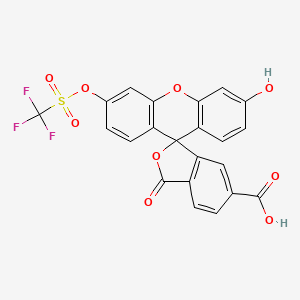 molecular formula C22H11F3O9S B1453184 3'-Hydroxy-3-oxo-6'-[[(trifluoromethyl)sulfonyl]oxy]spiro[isobenzofuran-1(3H),9'-[9H]xanthene]-6-carboxylic acid CAS No. 1268491-68-4