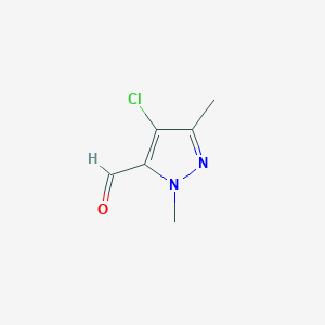 molecular formula C6H7ClN2O B1453190 4-Chloro-1,3-dimethyl-1H-pyrazole-5-carbaldehyde CAS No. 1227241-53-3