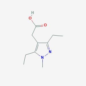 molecular formula C10H16N2O2 B1453213 2-(3,5-diethyl-1-methyl-1H-pyrazol-4-yl)acetic acid CAS No. 1258651-44-3
