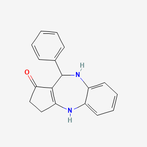 molecular formula C18H16N2O B1453222 10-phenyl-3,4,9,10-tetrahydrobenzo[b]cyclopenta[e][1,4]diazepin-1(2H)-one CAS No. 1374509-72-4