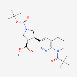 molecular formula C24H35N3O5 B1453226 (3S,4R)-1-叔丁基-3-甲基-4-(8-叔丁酰-5,6,7,8-四氢-1,8-萘啶-3-基)吡咯烷-1,3-二羧酸酯 CAS No. 1420780-19-3