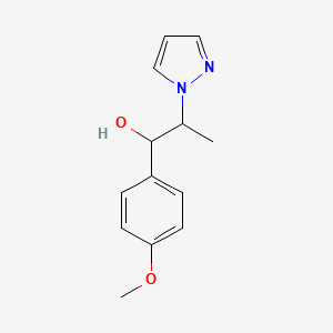 molecular formula C13H16N2O2 B1453246 1-(4-methoxyphenyl)-2-(1H-pyrazol-1-yl)propan-1-ol CAS No. 1252364-39-8