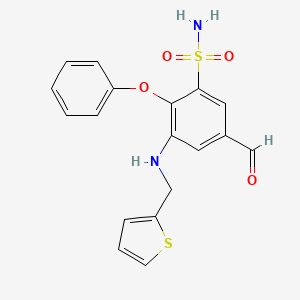 5-Formyl-2-phenoxy-3-{[(thiophen-2-yl)methyl]amino}benzene-1-sulfonamide