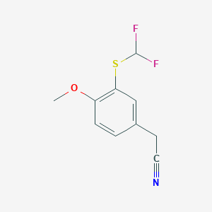 molecular formula C10H9F2NOS B1453256 2-{3-[(Difluoromethyl)sulfanyl]-4-methoxyphenyl}acetonitrile CAS No. 1269151-24-7