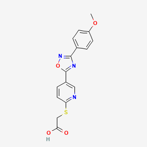 molecular formula C16H13N3O4S B1453278 2-({5-[3-(4-甲氧基苯基)-1,2,4-恶二唑-5-基]吡啶-2-基}硫代)乙酸 CAS No. 1325306-47-5