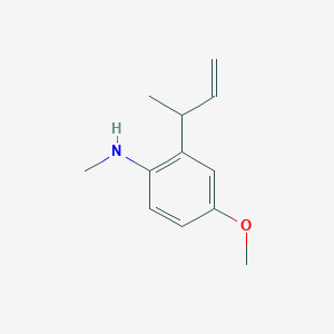 molecular formula C12H17NO B14533204 Benzenamine, 4-methoxy-N-methyl-2-(1-methyl-2-propenyl)- CAS No. 62379-03-7