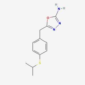 molecular formula C12H15N3OS B1453326 5-(4-(异丙硫基)苄基)-1,3,4-恶二唑-2-胺 CAS No. 1251683-05-2