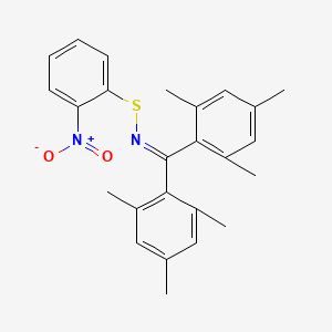 molecular formula C25H26N2O2S B14533865 Bis(2,4,6-trimethylphenyl)methanone S-(2-nitrophenyl)thioxime CAS No. 62764-61-8