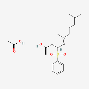 Acetic acid;4-(benzenesulfonyl)-6,10-dimethylundeca-1,5,9-trien-2-ol