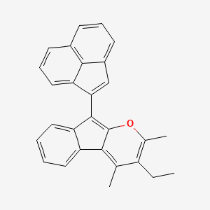 molecular formula C28H22O B14534270 Indeno[2,1-b]pyran, 9-(1-acenaphthylenyl)-3-ethyl-2,4-dimethyl- CAS No. 62225-45-0