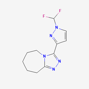 molecular formula C11H13F2N5 B1453446 3-[1-(二氟甲基)-1H-吡唑-3-基]-6,7,8,9-四氢-5H-[1,2,4]三唑并[4,3-a]氮杂环戊烯 CAS No. 1174884-34-4
