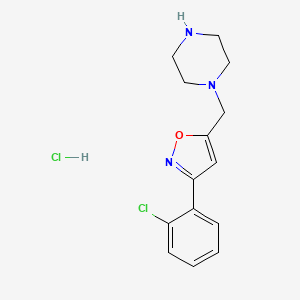 molecular formula C14H17Cl2N3O B1453470 3-(2-氯苯基)-5-(哌嗪-1-基甲基)异恶唑盐酸盐 CAS No. 1189495-61-1