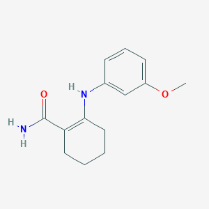 2-(3-Methoxyanilino)cyclohex-1-ene-1-carboxamide