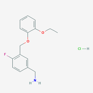 molecular formula C16H19ClFNO2 B1453476 [3-(2-Ethoxyphenoxymethyl)-4-fluorophenyl]methanamine hydrochloride CAS No. 1193389-56-8