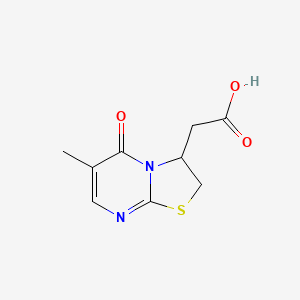 molecular formula C9H10N2O3S B1453532 (6-Methyl-5-oxo-2,3-dihydro-5H-[1,3]thiazolo[3,2-a]pyrimidin-3-yl)acetic acid CAS No. 1105190-72-4