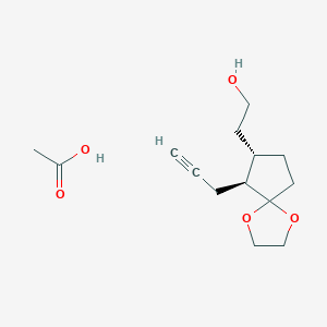 molecular formula C14H22O5 B14535504 acetic acid;2-[(8S,9S)-9-prop-2-ynyl-1,4-dioxaspiro[4.4]nonan-8-yl]ethanol CAS No. 62618-47-7