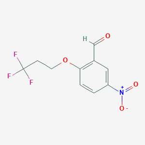 molecular formula C10H8F3NO4 B1453583 5-Nitro-2-(3,3,3-trifluoropropoxy)benzaldehyde CAS No. 1387320-50-4