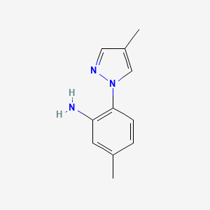 molecular formula C11H13N3 B1453617 5-甲基-2-(4-甲基-1H-吡唑-1-基)苯胺 CAS No. 1184546-75-5