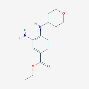 molecular formula C14H20N2O3 B1453621 Ethyl 3-amino-4-((tetrahydro-2H-pyran-4-yl)amino)benzoate CAS No. 1293132-74-7