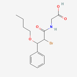 molecular formula C15H20BrNO4 B14536264 Glycine, N-(2-bromo-3-butoxy-1-oxo-3-phenylpropyl)- CAS No. 62457-32-3