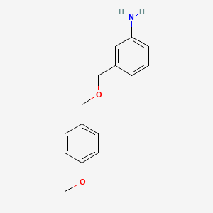 molecular formula C15H17NO2 B1453669 3-{[(4-Methoxyphenyl)methoxy]methyl}aniline CAS No. 1021042-81-8