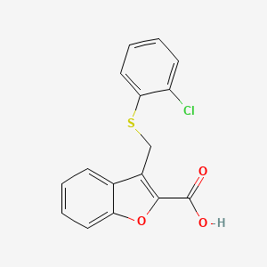 molecular formula C16H11ClO3S B1453671 3-{[(2-Chlorophenyl)sulfanyl]methyl}-1-benzofuran-2-carboxylic acid CAS No. 1039967-31-1