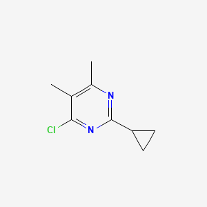molecular formula C9H11ClN2 B1453745 4-Chloro-2-cyclopropyl-5,6-dimethylpyrimidine CAS No. 1184616-07-6