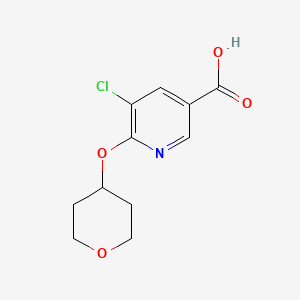 molecular formula C11H12ClNO4 B1453752 5-Chloro-6-(oxan-4-yloxy)pyridine-3-carboxylic acid CAS No. 1303708-85-1