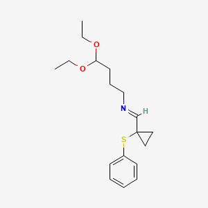 (E)-N-(4,4-Diethoxybutyl)-1-[1-(phenylsulfanyl)cyclopropyl]methanimine