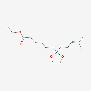 molecular formula C17H30O4 B14538312 Ethyl 6-[2-(4-methylpent-3-EN-1-YL)-1,3-dioxolan-2-YL]hexanoate CAS No. 62240-59-9