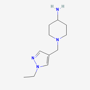 molecular formula C11H20N4 B1453835 1-((1-乙基-1H-吡唑-4-基)甲基)哌啶-4-胺 CAS No. 1019005-71-0