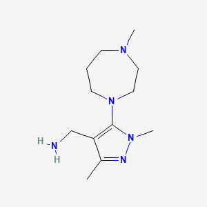 molecular formula C12H23N5 B1453854 [1,3-二甲基-5-(4-甲基-1,4-二氮杂环戊-1-基)-1H-吡唑-4-基]甲胺 CAS No. 1152579-20-8
