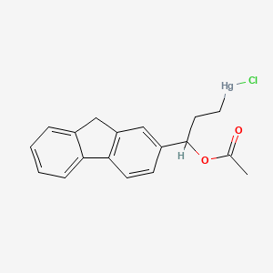 molecular formula C18H17ClHgO2 B14538700 Mercury, [3-(acetyloxy)-3-(9H-fluoren-2-yl)propyl]chloro- CAS No. 62245-49-2