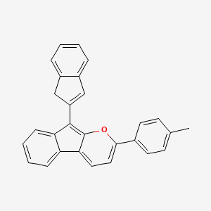 molecular formula C28H20O B14539028 Indeno[2,1-b]pyran, 9-(1H-inden-2-yl)-2-(4-methylphenyl)- CAS No. 62239-59-2