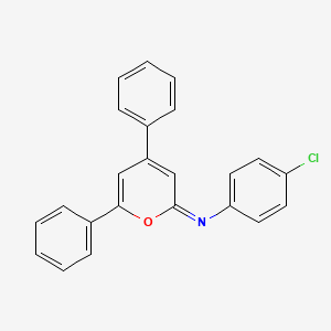 molecular formula C23H16ClNO B14539107 Benzenamine, 4-chloro-N-(4,6-diphenyl-2H-pyran-2-ylidene)- CAS No. 62219-23-2