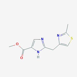 molecular formula C10H11N3O2S B1453936 methyl 2-[(2-methyl-1,3-thiazol-4-yl)methyl]-1H-imidazole-4-carboxylate CAS No. 1341188-09-7